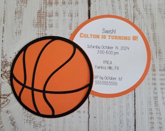 Basketball Invitation | Birthday | Die Cut | Sample | Packs of 10, 15, and 25