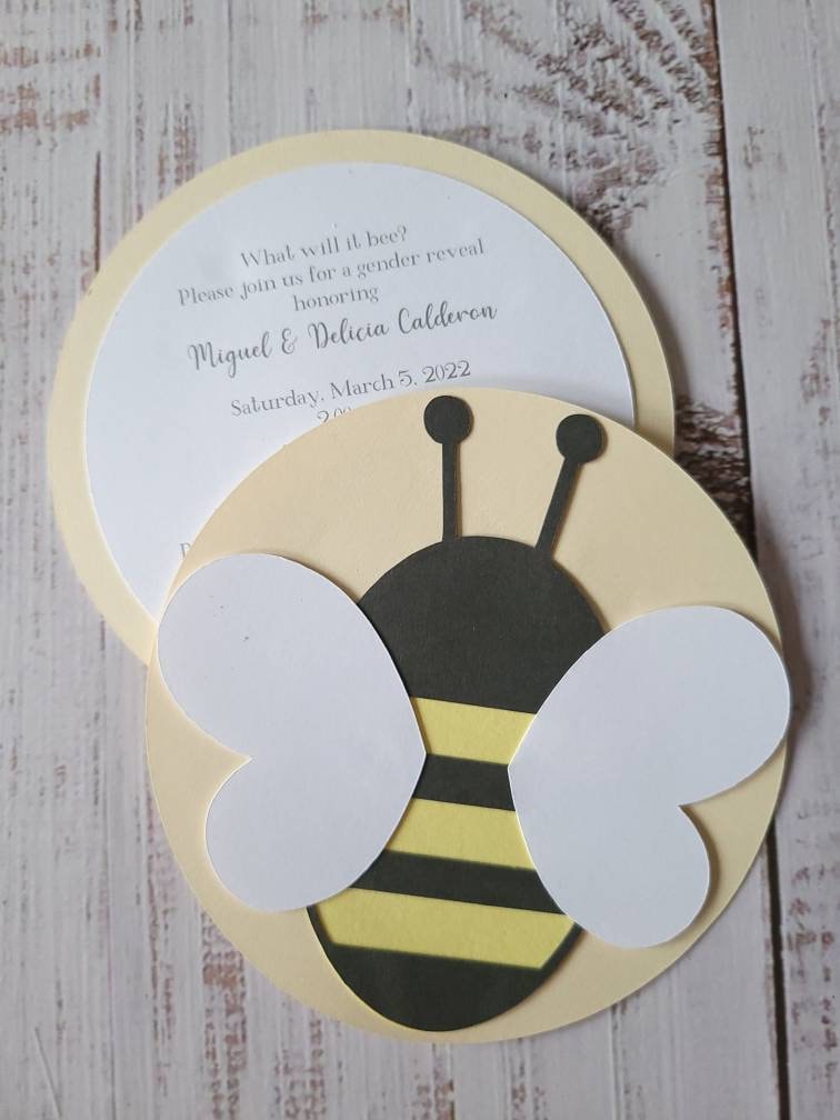 Bee Invitation Die Cut Birthday Baby Shower Sample Sets of 10 15 25