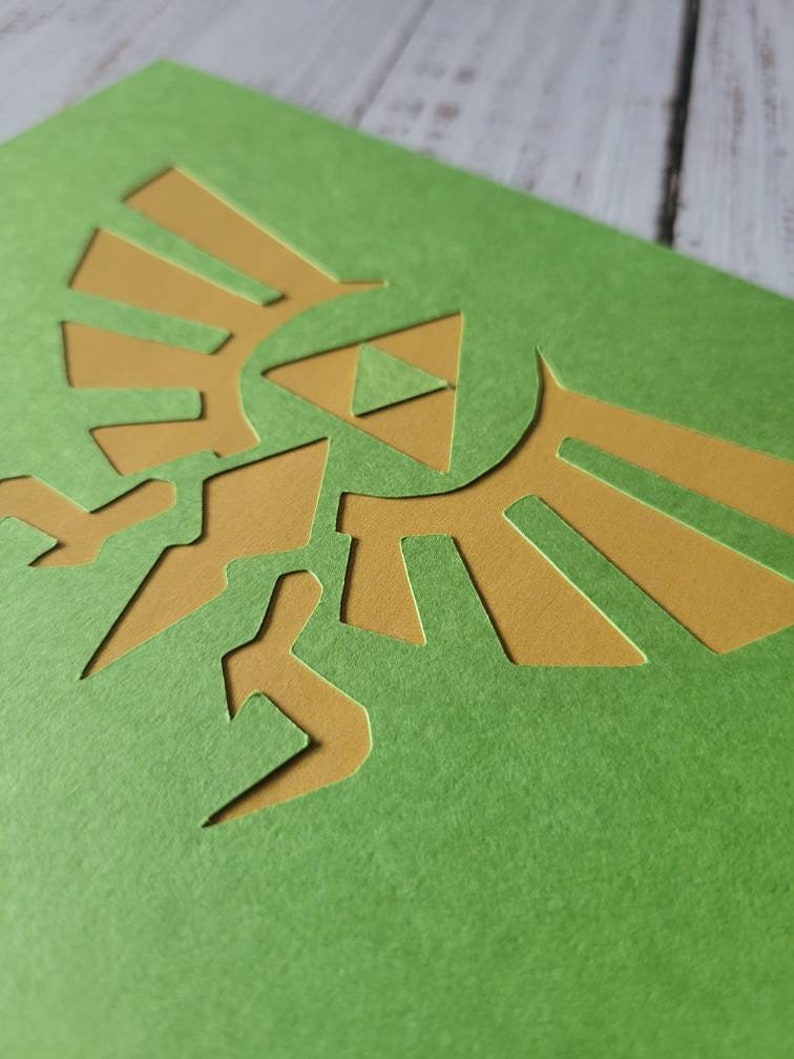 Green Cardstock with Hyrulian Crest Diecut | Gold Symbol
