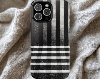 Funda geométrica para iPhone en blanco y negro: diseño de arte moderno