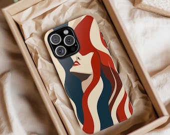 Retro Minimal Art Portrait Tough Phone Case