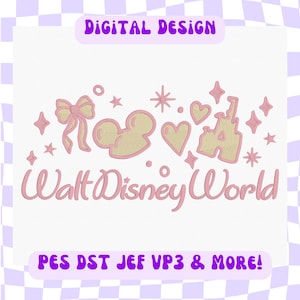 Digital Magical Castle Mouse Ears Embroidery Design – Viral Cute Pastel Digital File for Machine Embroidery (PES, DST, JEF, VP3)