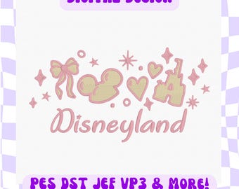 Digital Magical Castle Mouse Ears Embroidery Design – Viral Cute Pastel File for Machine Embroidery (3 Sizes)