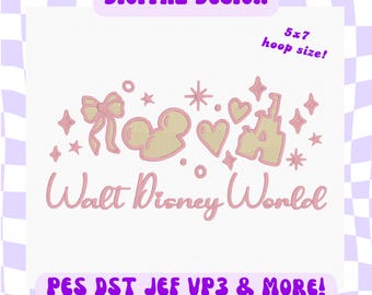 Digital Magical Castle Mouse Ears Embroidery Design – Viral Cute Pastel Digital File for Machine Embroidery (PES, DST, JEF, VP3)