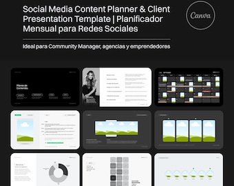Social Media Content Planner & Client Presentation Template | Editable Social Media Content Planner in Canva | Monthly Plan