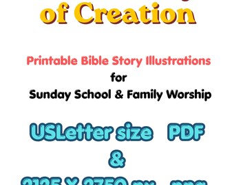 PRINTABLE Bible Story Illustration Set <USLetter PDF, PNG>, The 6th Day of Creation