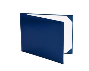 Royal Blue Smooth Faux Padded Leather Diploma Cover Certificate Holder Black 8.5"x11"