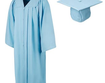 Adult Sky Blue Graduation Cap and Gown Set – Matte Finish, Classic Academic Attire for Ceremony, Size Options Available