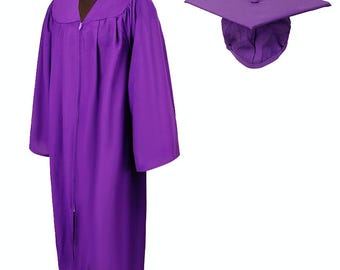 Adult Purple Graduation Cap and Gown Set – Matte Finish, Classic Academic Attire for Ceremony, Size Options Available