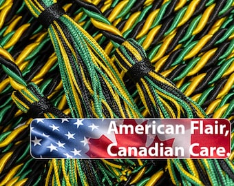 Black, Gold, Green Jamaica Graduation Honor Cord Gift