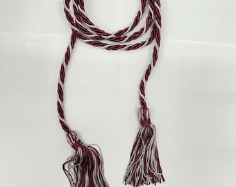 Burgundy, Burgundy, Silver Graduation Honor Cord Gift