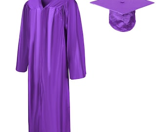 Adult Purple Graduation Cap and Gown Set – Shiny Finish, Classic Academic Attire for Ceremony, Size Options Available