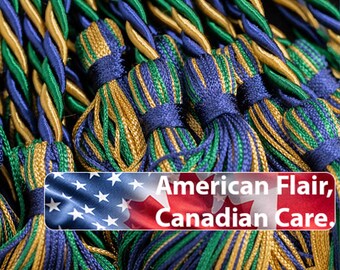 Dark Green, Navy, Old Gold Graduation Honor Cord Gift