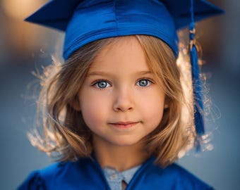 Boy Children Kindergarten to Pree Kindergarten Royal Blue Graduation Cap and Gown Set for Kids | Preschool & Kindergarten Graduation Outfit