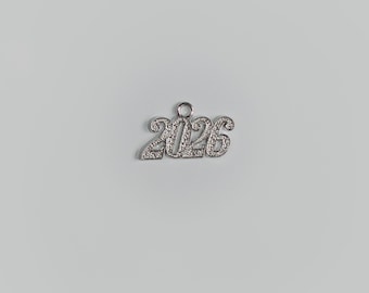 2026 Gold regular charms Graduation Tassel Charm Gold, Silver, Gun Metal Large Number Charm for Graduation Tassel, Necklace