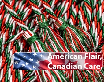 Green, Red, White Graduation Honor Cord Gift