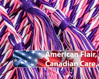 Hot Pink, Purple, White Graduation Honor Cord Gift