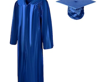 Adult Navy Graduation Cap and Gown Set – Shiny Finish, Classic Academic Attire for Ceremony, Size Options Available