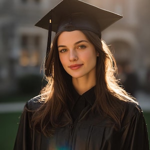Adult Black Graduation Cap  – Shinny Finish, Classic Academic Attire for Ceremony, Size Options Available
