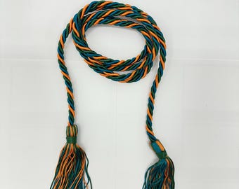 Green, Orange, Teal Graduation Honor Cord Gift