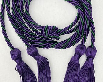 Purple, Purple, Green Deluxe - Double - Graduation Honor Cord Gift