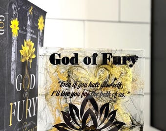 God of Fury Epoxy Resin Bookend | Legacy of Gods book Series | Dark Romance Book Shelf Decor| GoF