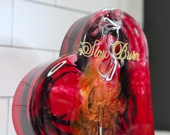 Slow Burn Heart Epoxy Resin Bookend | Romance Novel | Dark Romance | Reading Trope