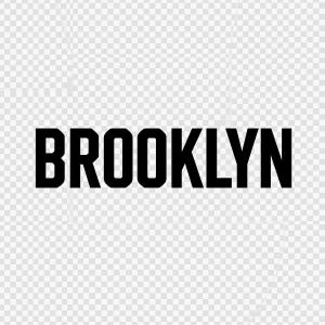 May include: Bold, black text spelling out "BROOKLYN" on a transparent background. The letters are thick and sans-serif, creating a strong visual impact. The design is simple and modern.