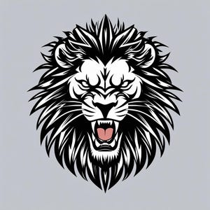 Vettore SVG testa di leone tribale / Logo leone ruggente PNG Cricut CNC Download digitale
