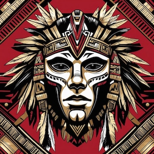 Cannibal Tribal Mask Digital Art – Horror Printable Design – Instant Download for T-Shirts & Posters