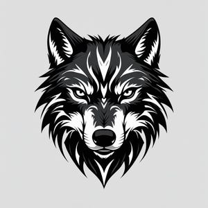 Tribal Wolf Head SVG Vector | Bold Wolf Logo PNG Cricut CNC Digital Download