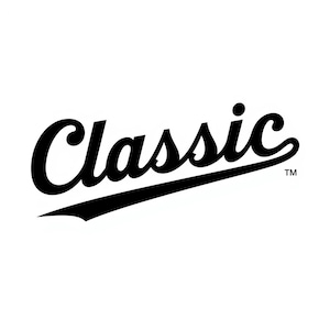 May include: The word "Classic" in a black, cursive font with a stylized underline. The text has a vintage feel, with a small "TM" symbol in the lower right corner. The background is plain white.
