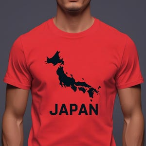 Carte du Japon rouge T-shirt vecteur svg | Conception minimaliste de contour de pays japonais | Fichier numérique imprimable