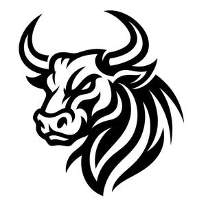 Tribal Stierkopf SVG Vektorgrafik | Fettes Stier-Logo PNG Cricut CNC Digital Download