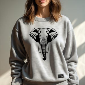 Elephant Design – Minimal Jungle Vector + PNG for Sweatshirts – Digital Download
