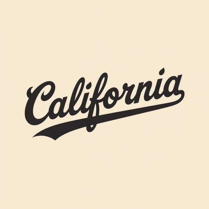 California Retro Script SVG Logo | Vintage Baseball Style State ...