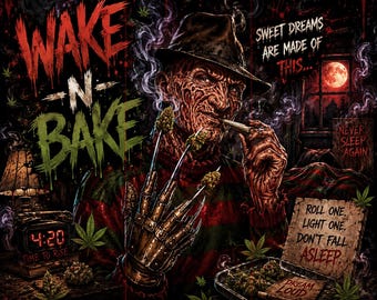 Terror inspirado em Freddy Krueger | Design para sublimação Wake N Bake Stoner (Download digital)
