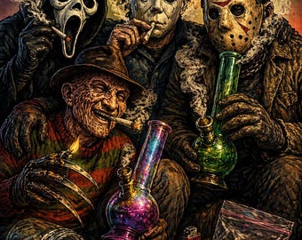 Grupo de fumadores de terror PNG / Mezcla retro de slasher / Solo descarga digital