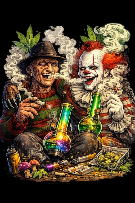 Freddy & Pennywise PNG | Horror Homies Smoking | Digital Download