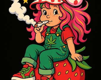 Chica fumadora de fresa / Diseño de camiseta / Descarga digital PNG DTF