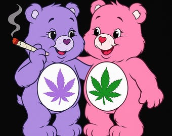 Ositos cariñosos de lavanda y hojas de hierba rosa – Descarga digital por sublimación