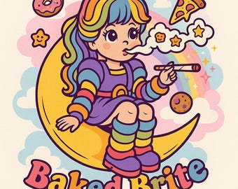 Gráfico de camiseta Baked Brite / Arte de fumeta inspirado en Rainbow Brite