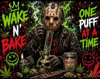 Adesivo para copo térmico Wake N’ Bake Horror | 20 oz Skinny Sublimation PNG