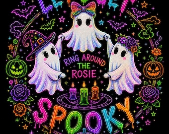 Vamos entrar no clima assustador! Fantasmas PNG | Fantasmas neon de Halloween