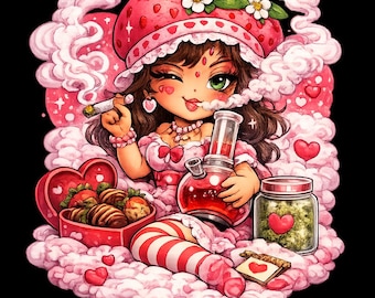 Moranguinho Maconheira – 4 estampas para camisetas + 4 páginas para colorir