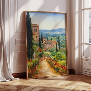 Stampa acquerello della campagna toscana / Arte murale del paesaggio italiano / Poster di carta semi-lucida di alta qualità