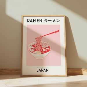 Poster minimalista di Ramen giapponese / Poster di carta semi-lucida premium