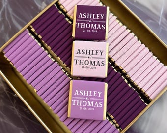 パーソナライズされたウェディングチョコレートギフト、金箔と銀箔、豪華なパーティー