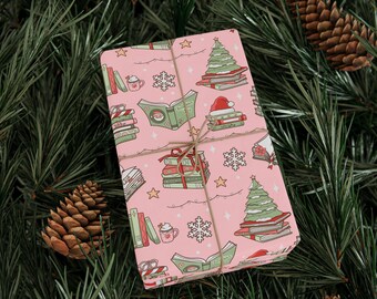 Bookish Christmas Wrapping Paper: Holiday Books, Trees, Lights