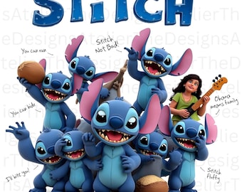 Lilo y Stitch de Disney (Png y jpg), Gráfico familiar de Stitch (Png), Película de Lilo y Stitch (Png), Regalos de cumpleaños de Disneyland (Png y jpg)